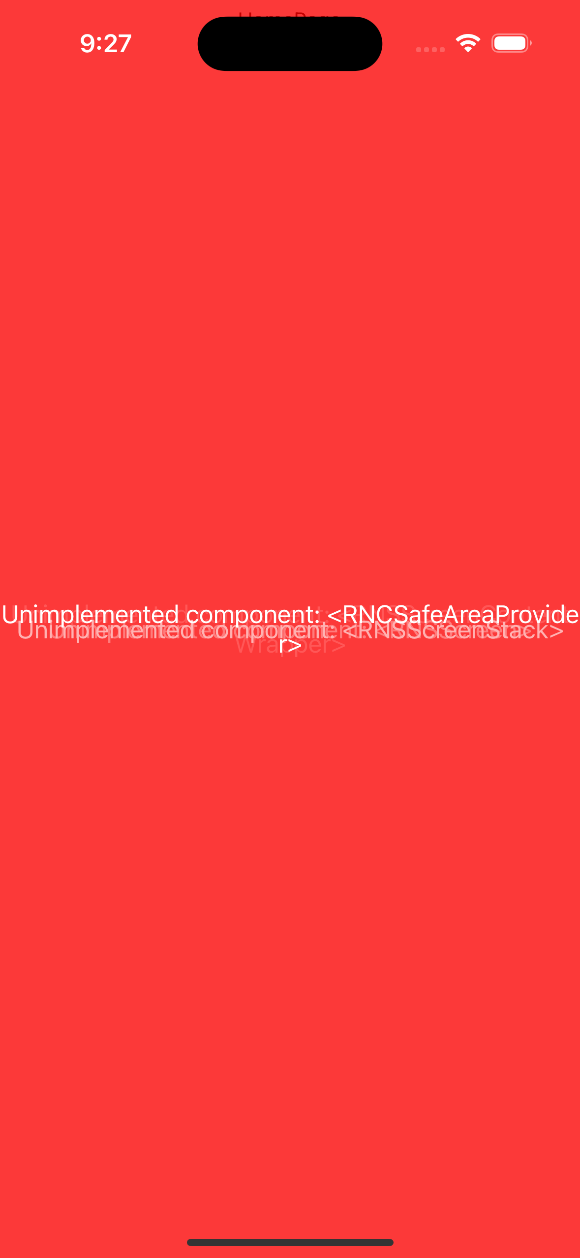 Unimplemented Component Error IOS